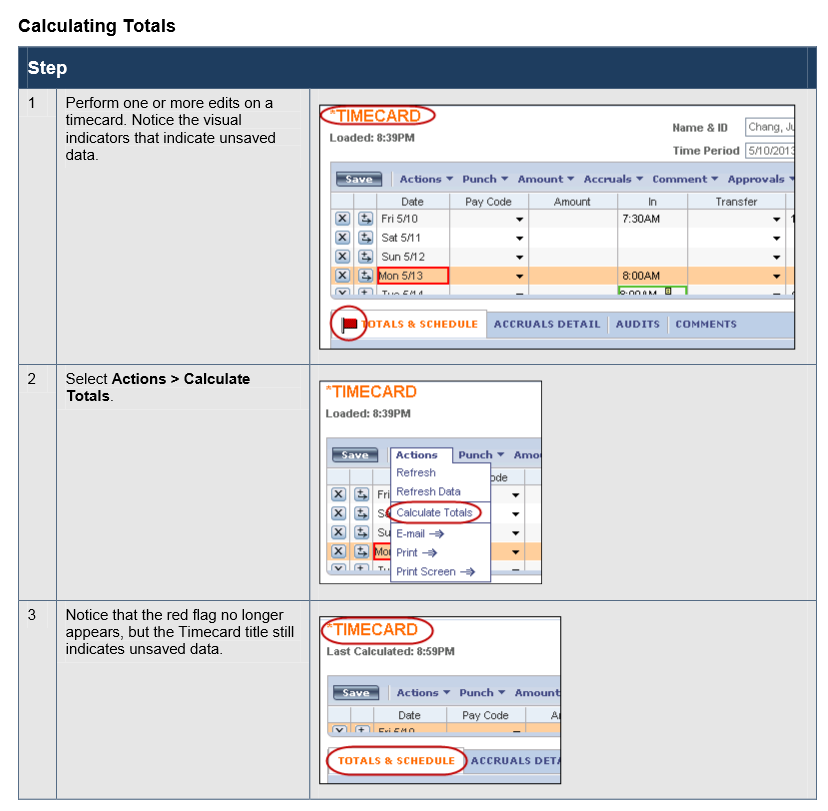 Refreshing and Saving Data in Timecards | Administrative Services