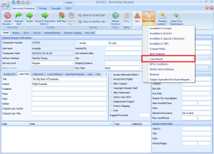 A screen capture showing how to get to the loan recall email in an ILLiad request.