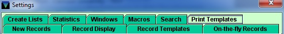 Print Templates Settings Tab