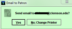 Email to Patron Address Confirmation