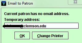 Temporary Email to Patron Address